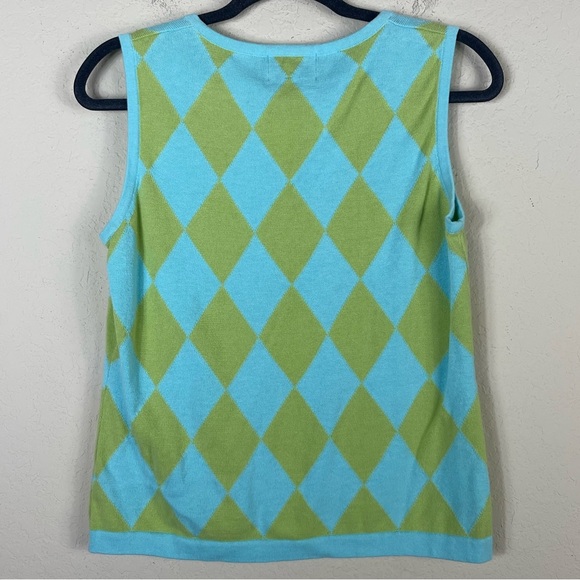 Lilly Pulitzer Argyle Checkered Sweater Vest Sleeveless Top Size Medium - Picture 3 of 3
